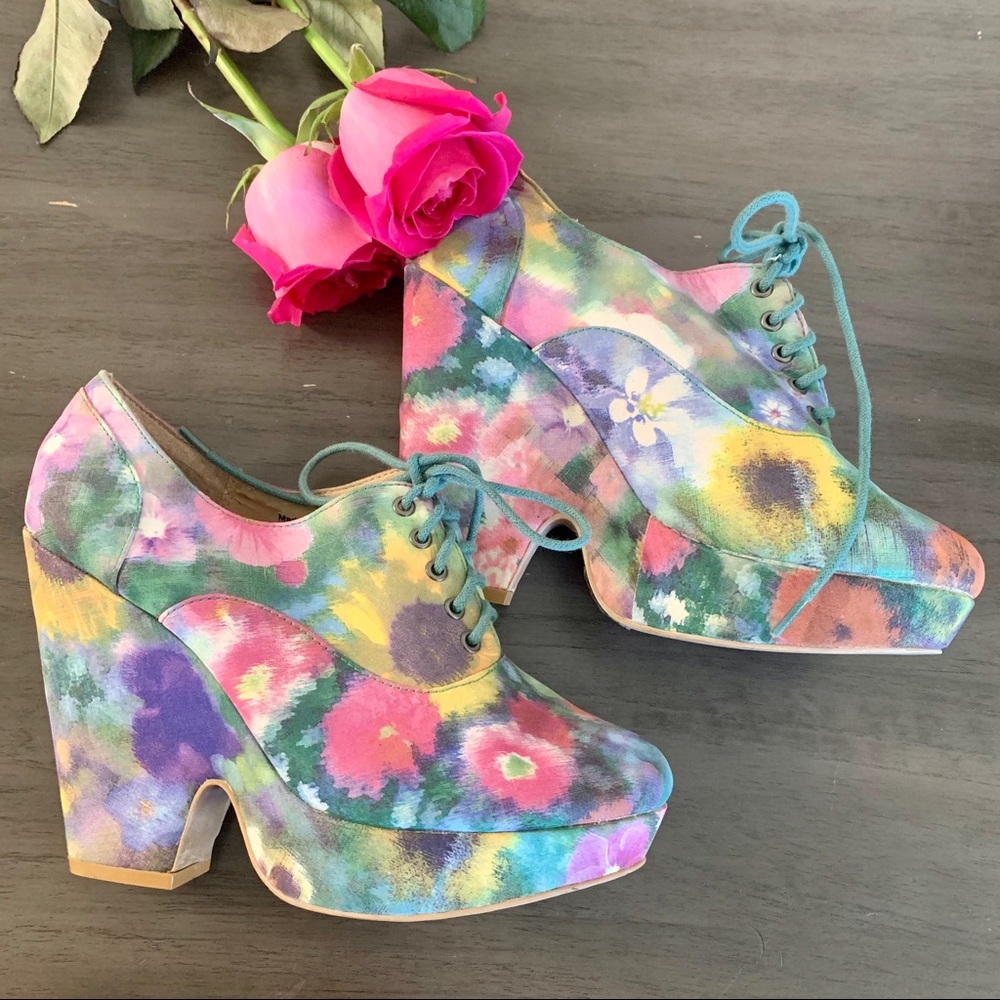 Ecote Floral Lace up Heels